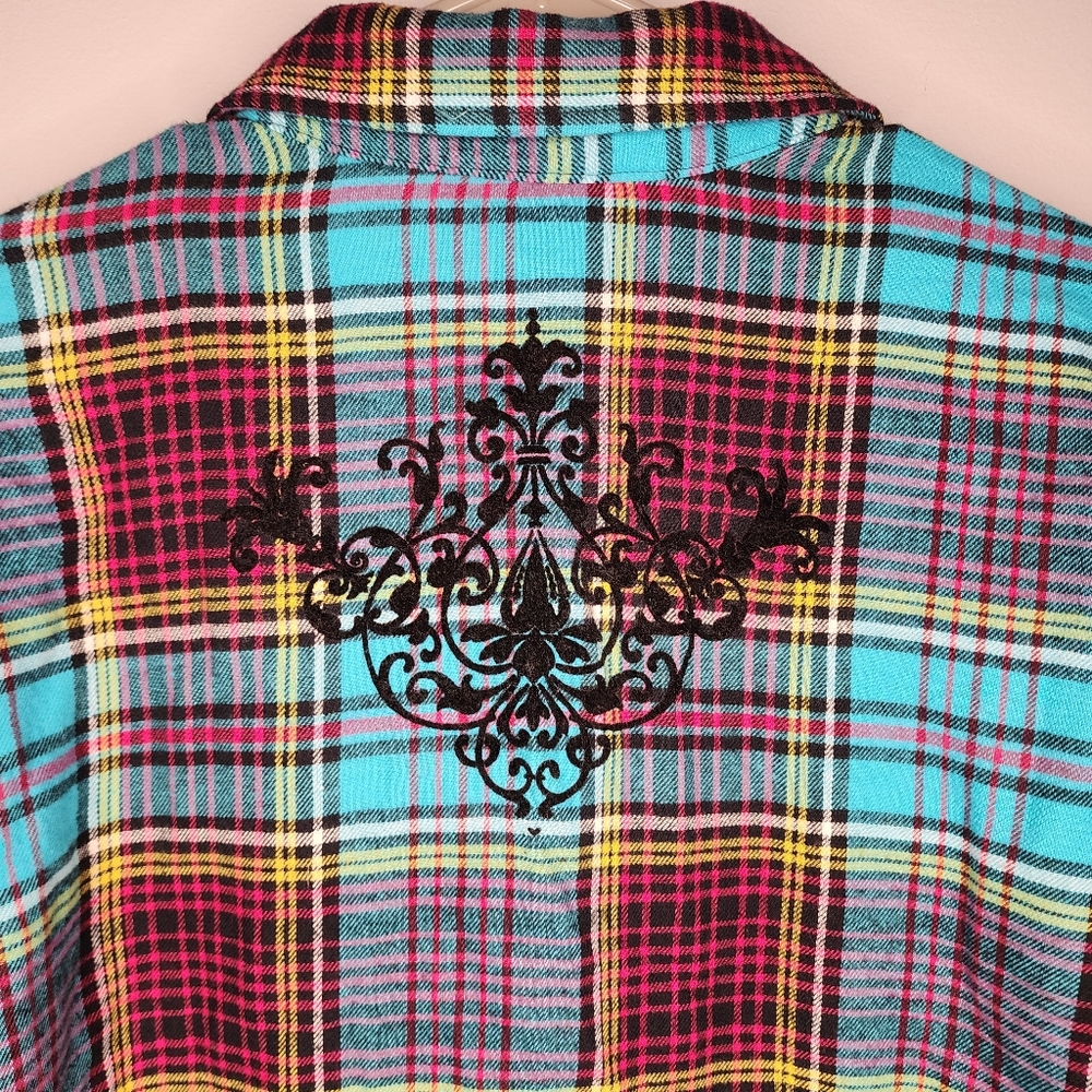 Soft Surroundings Multicolored Button Down Flanne… - image 3